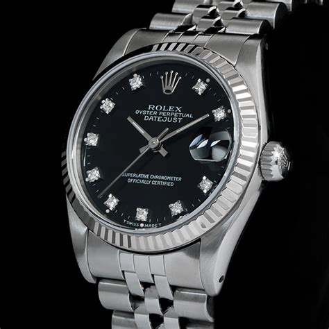 rolex datejust quadrante nero lunette senza datario|rolex datejust 36 prezzi.